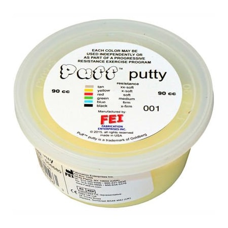 Fabrication Enterprises Puff LiTE Color-Coded Exercise Putty, X-Soft, Yellow, 90cc 10-1411